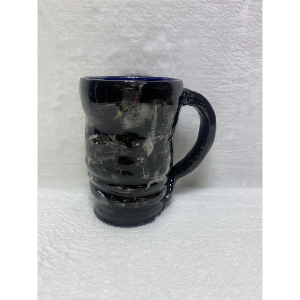Gothic Handmade Signed G Ceramic Mug Black White‎ Swirls Coffee Home Decor Gift
